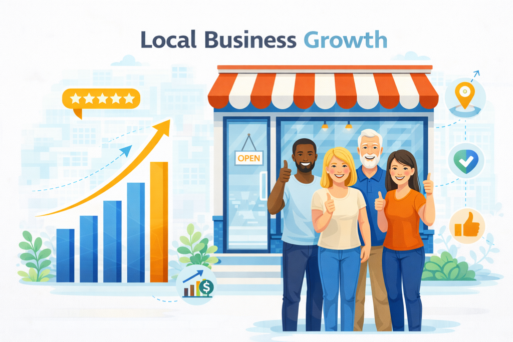 Local business growth and happy customers.
